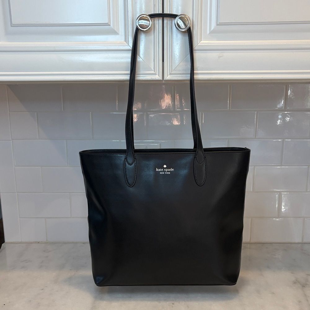 Kate Spade Bag Purse Handbag Leather Large Shopper Tote Black Pocketbook